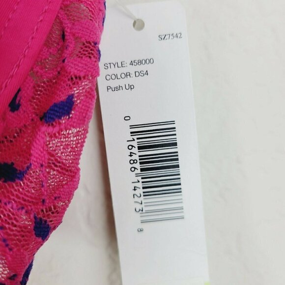 DKNY Push Up Bra Pink With Purple Ruffled Mesh Lace 36B NWT Padded Underwire - Picture 8 of 11